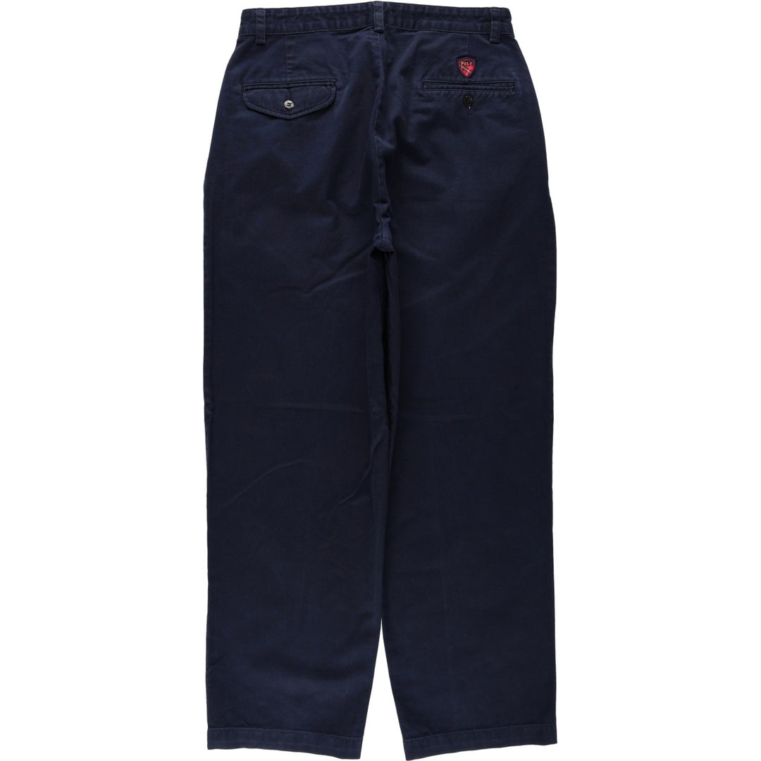 Ralph Lauren POLO GOLF two-pleat chino pants, men's size W31 (approx.) cotton navy blue type Vintage Second Hand