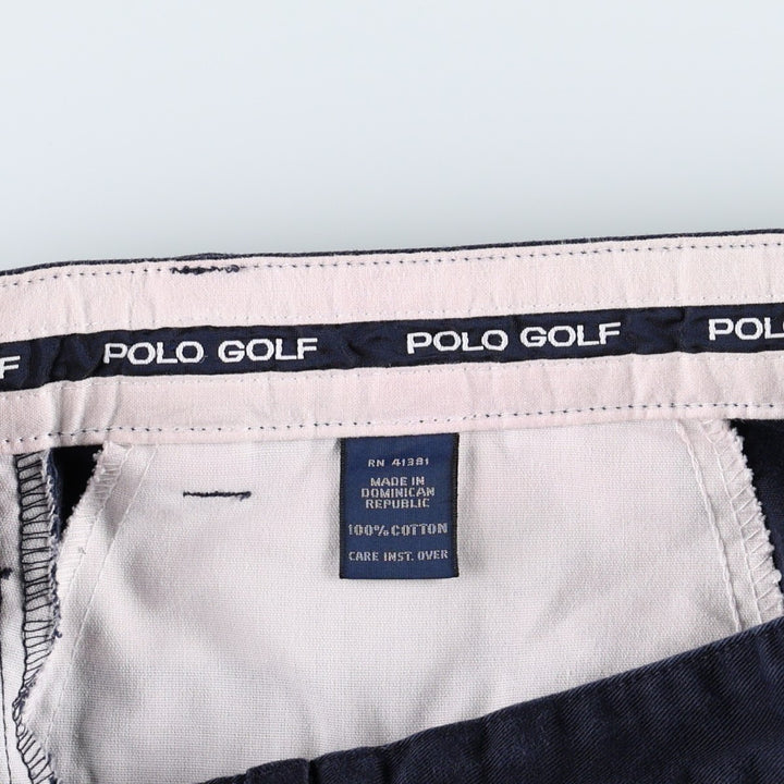 Ralph Lauren POLO GOLF two-pleat chino pants, men's size W31 (approx.) cotton navy blue type Vintage Second Hand