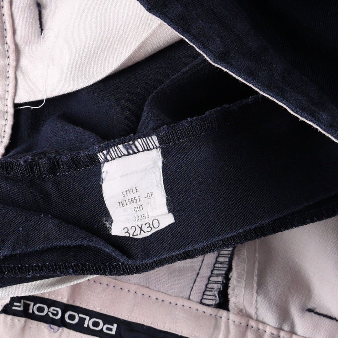 Ralph Lauren POLO GOLF two-pleat chino pants, men's size W31 (approx.) cotton navy blue type Vintage Second Hand