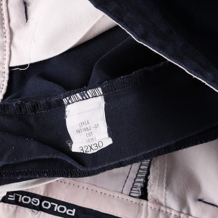 Ralph Lauren POLO GOLF two-pleat chino pants, men's size W31 (approx.) cotton navy blue type Vintage Second Hand