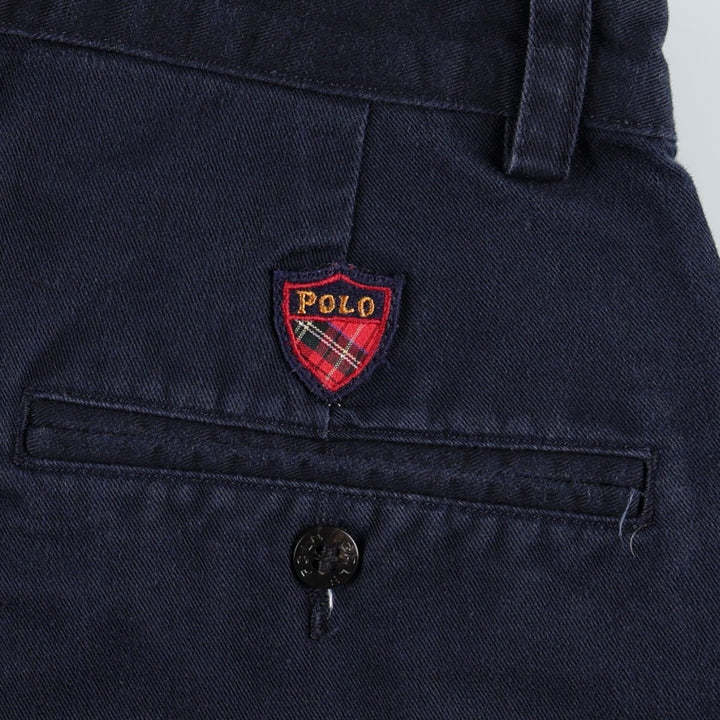 Ralph Lauren POLO GOLF two-pleat chino pants, men's size W31 (approx.) cotton navy blue type Vintage Second Hand