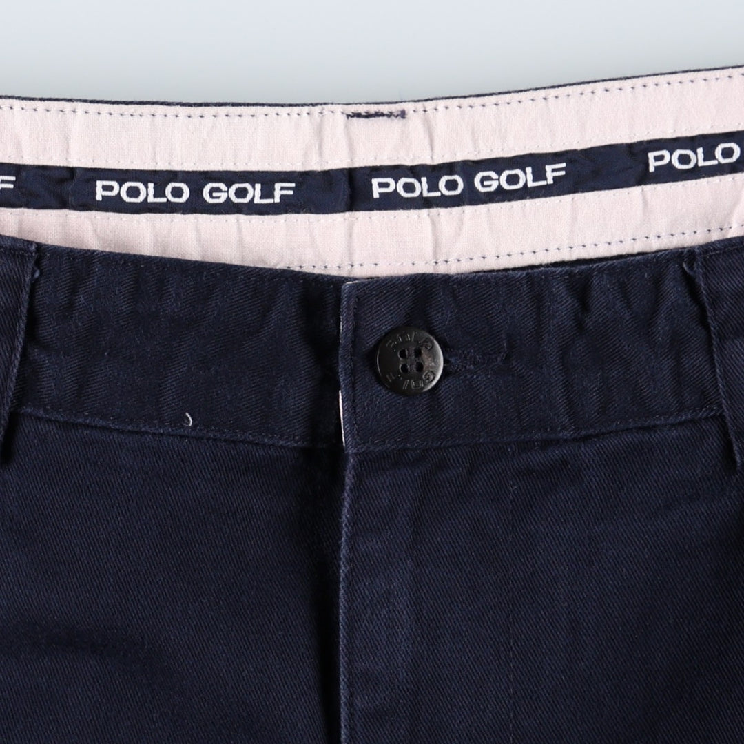 Ralph Lauren POLO GOLF two-pleat chino pants, men's size W31 (approx.) cotton navy blue type Vintage Second Hand