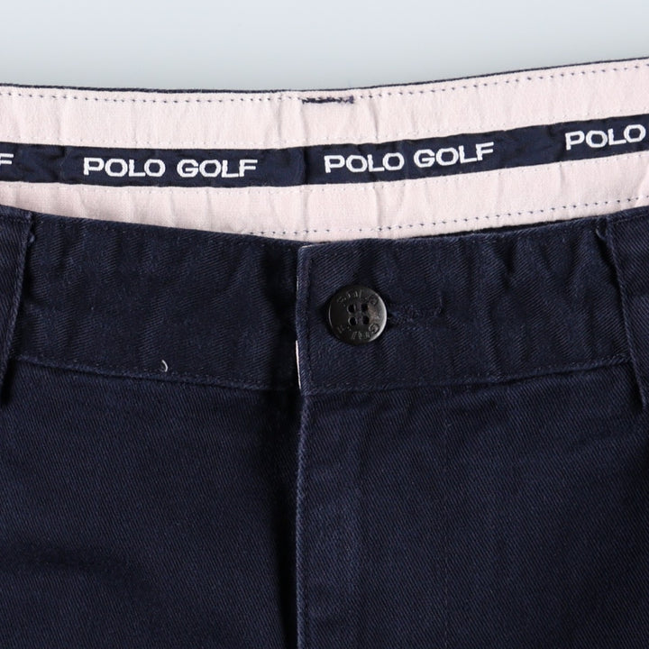 Ralph Lauren POLO GOLF two-pleat chino pants, men's size W31 (approx.) cotton navy blue type Vintage Second Hand