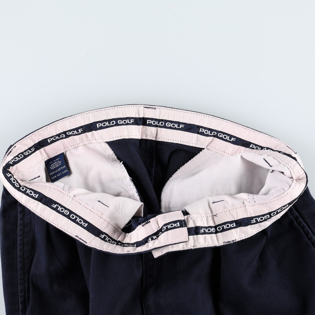 Ralph Lauren POLO GOLF two-pleat chino pants, men's size W31 (approx.) cotton navy blue type Vintage Second Hand