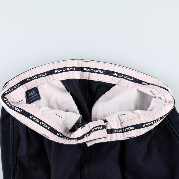 Ralph Lauren POLO GOLF two-pleat chino pants, men's size W31 (approx.) cotton navy blue type Vintage Second Hand