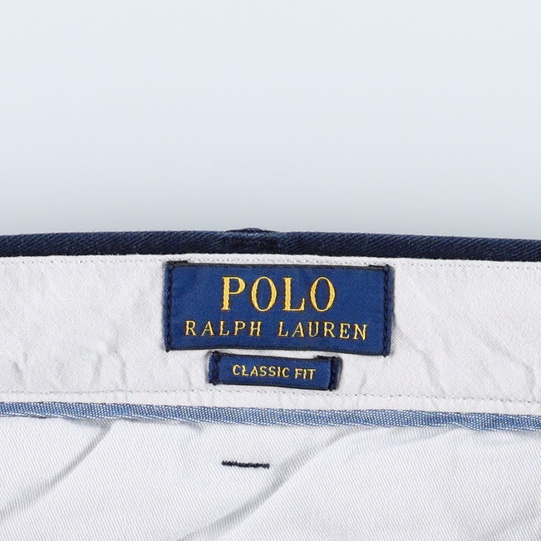 Ralph Lauren POLO RALPH LAUREN CLASSIC FIT Chino Pants, Men's Size W37 (approx.) cotton navy blue type Vintage Second Hand