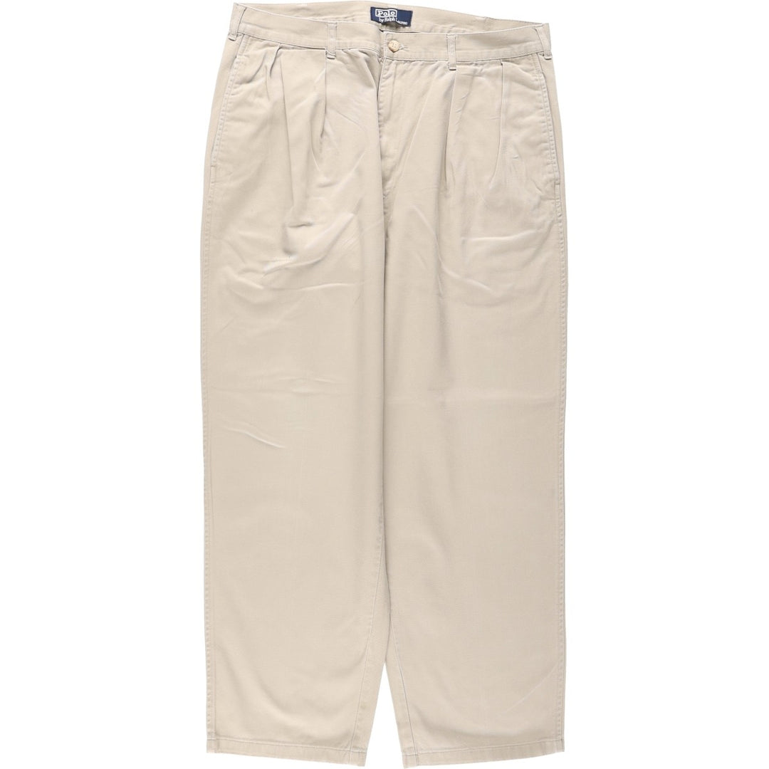 Ralph Lauren POLO by Ralph Lauren Two-Pleat Chino Pants, Men's Size W35 (approx.) cotton Beige type Vintage Second Hand