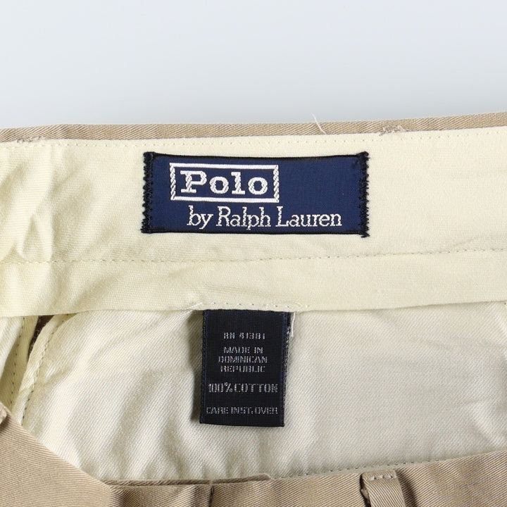 Ralph Lauren POLO by Ralph Lauren Two-pleat Chino Pants for Men, W34 equivalent cotton Beige type Vintage Second Hand