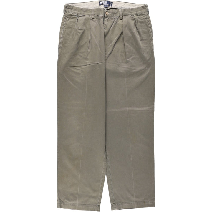 Ralph Lauren POLO by Ralph Lauren ANDREW PANT, two-pleat chino pants, men's, W35 equivalent cotton Khaki type Vintage Second Hand