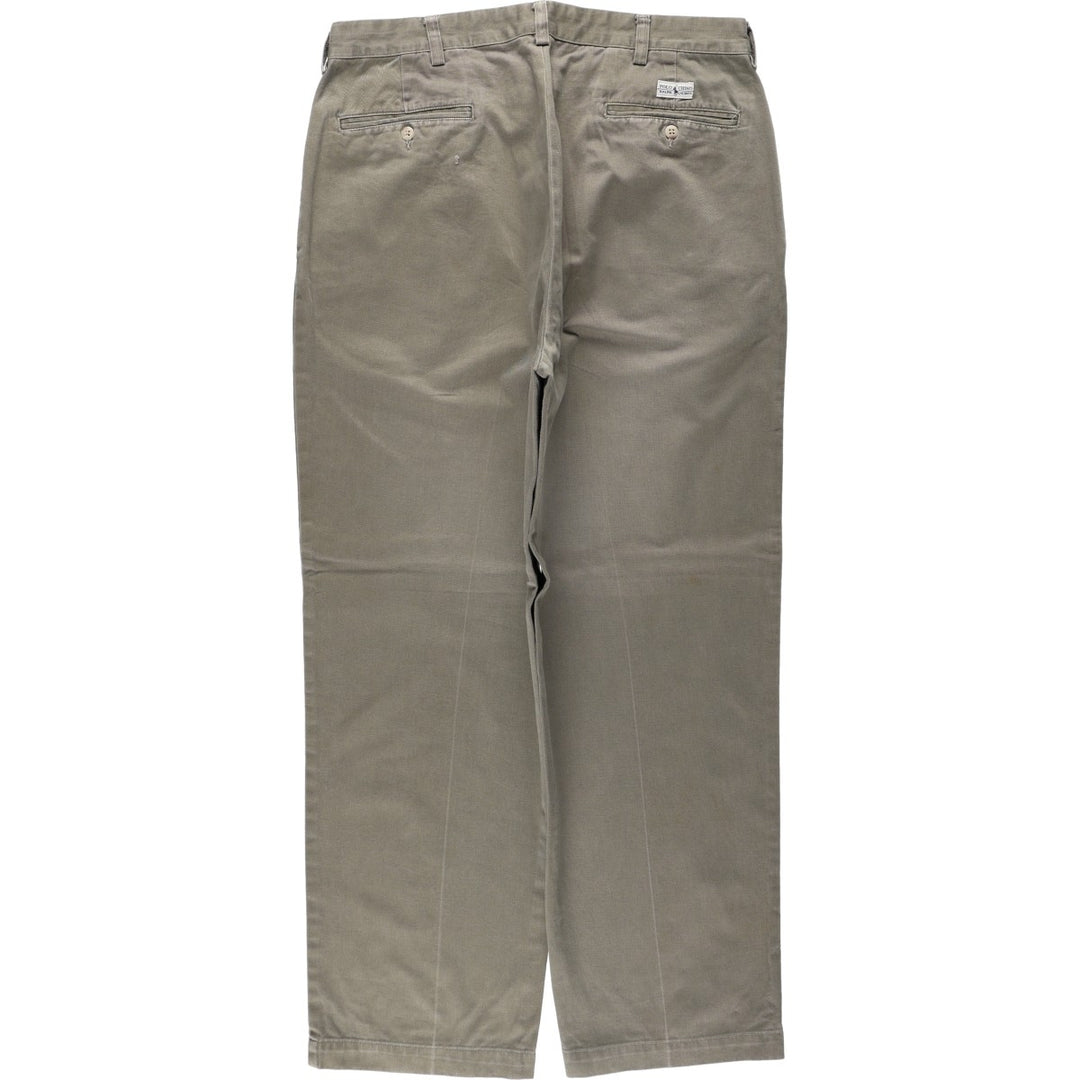 Ralph Lauren POLO by Ralph Lauren ANDREW PANT, two-pleat chino pants, men's, W35 equivalent cotton Khaki type Vintage Second Hand
