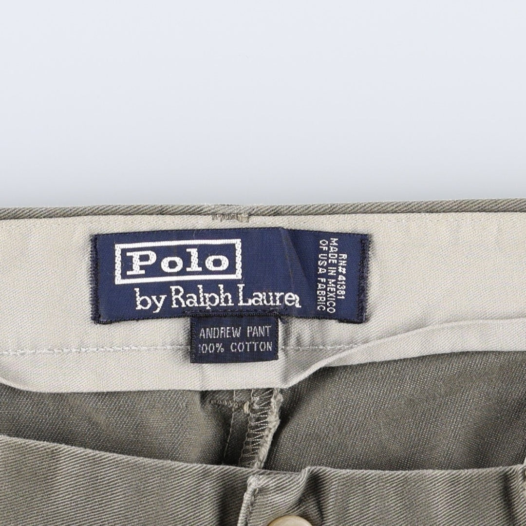 Ralph Lauren POLO by Ralph Lauren ANDREW PANT, two-pleat chino pants, men's, W35 equivalent cotton Khaki type Vintage Second Hand