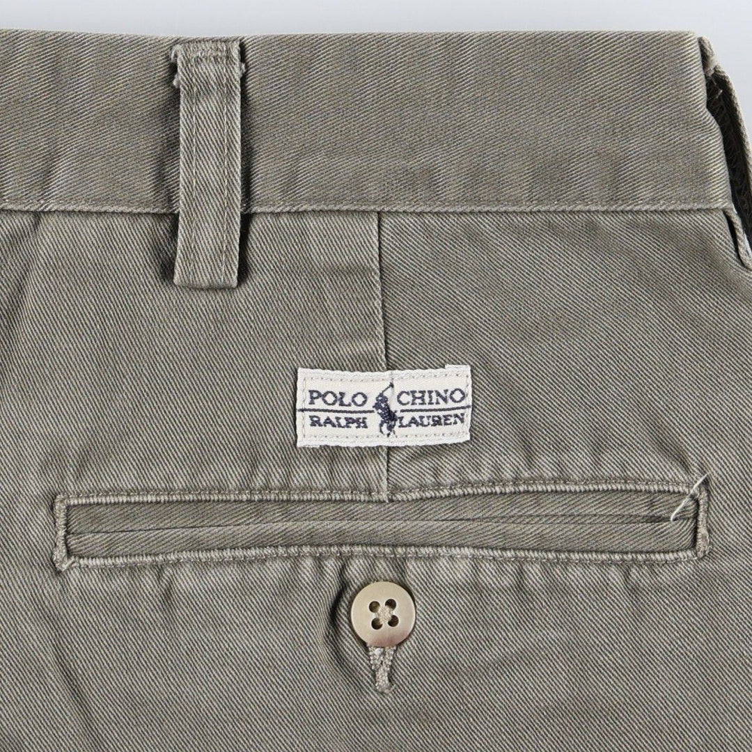 Ralph Lauren POLO by Ralph Lauren ANDREW PANT, two-pleat chino pants, men's, W35 equivalent cotton Khaki type Vintage Second Hand