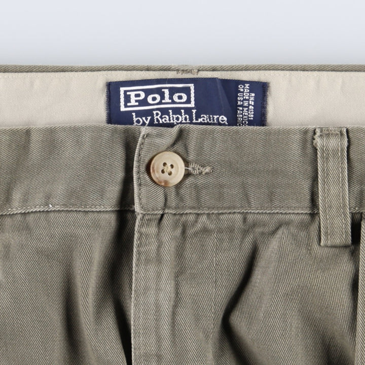 Ralph Lauren POLO by Ralph Lauren ANDREW PANT, two-pleat chino pants, men's, W35 equivalent cotton Khaki type Vintage Second Hand