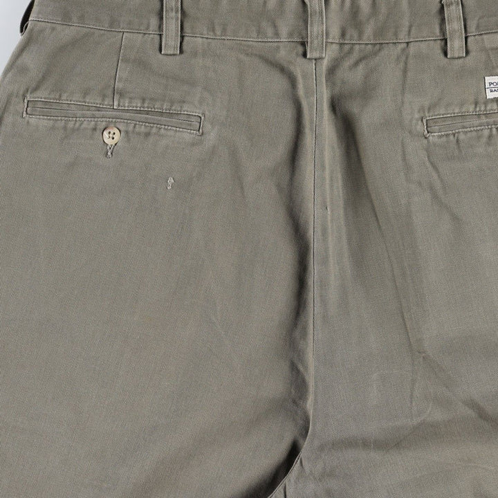 Ralph Lauren POLO by Ralph Lauren ANDREW PANT, two-pleat chino pants, men's, W35 equivalent cotton Khaki type Vintage Second Hand