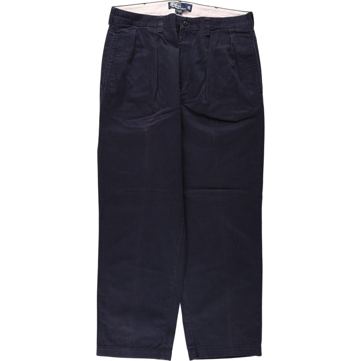 Ralph Lauren POLO by Ralph Lauren ANDREW PANT Two-pleat chino pants for men, equivalent to W34 cotton navy blue type Vintage Second Hand