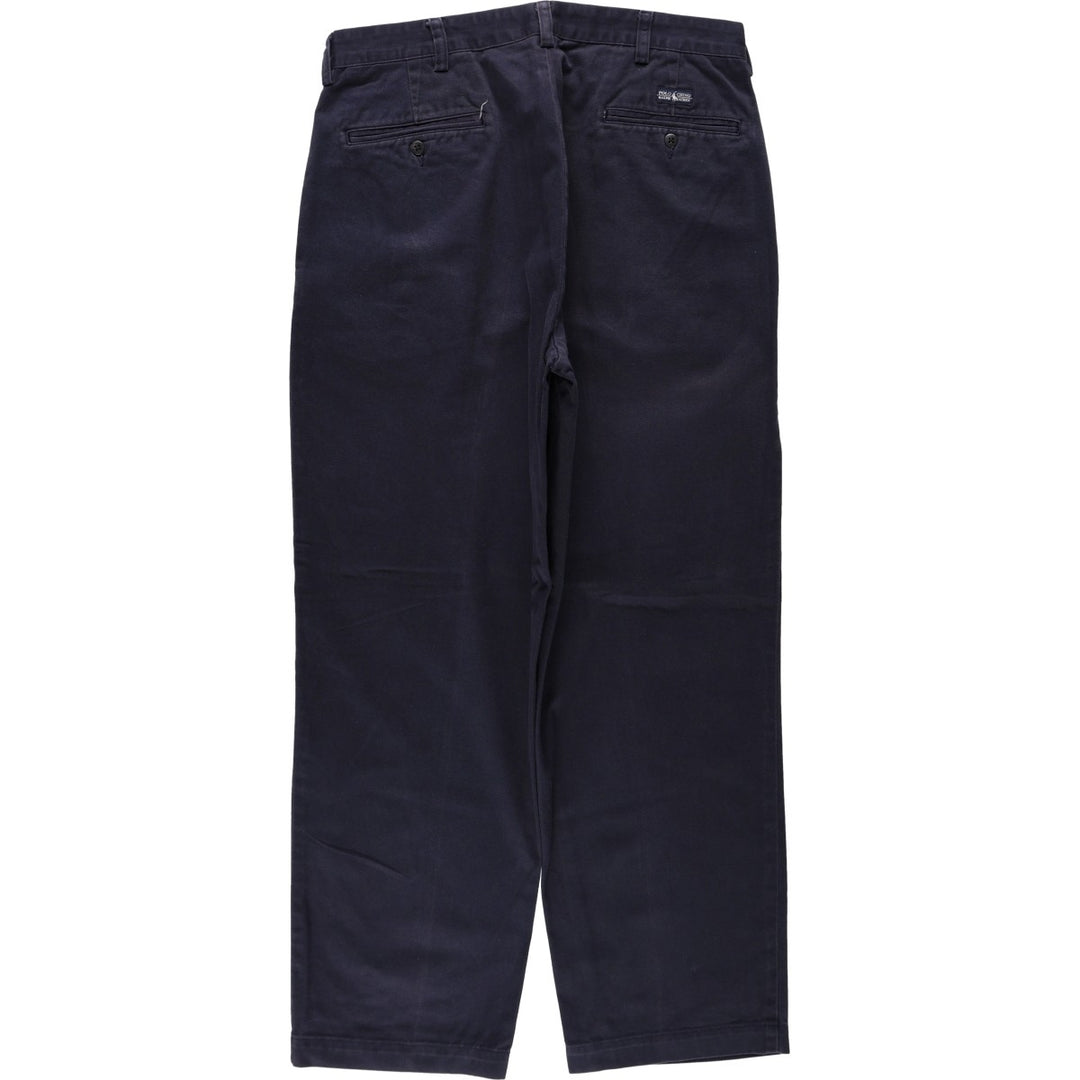 Ralph Lauren POLO by Ralph Lauren ANDREW PANT Two-pleat chino pants for men, equivalent to W34 cotton navy blue type Vintage Second Hand