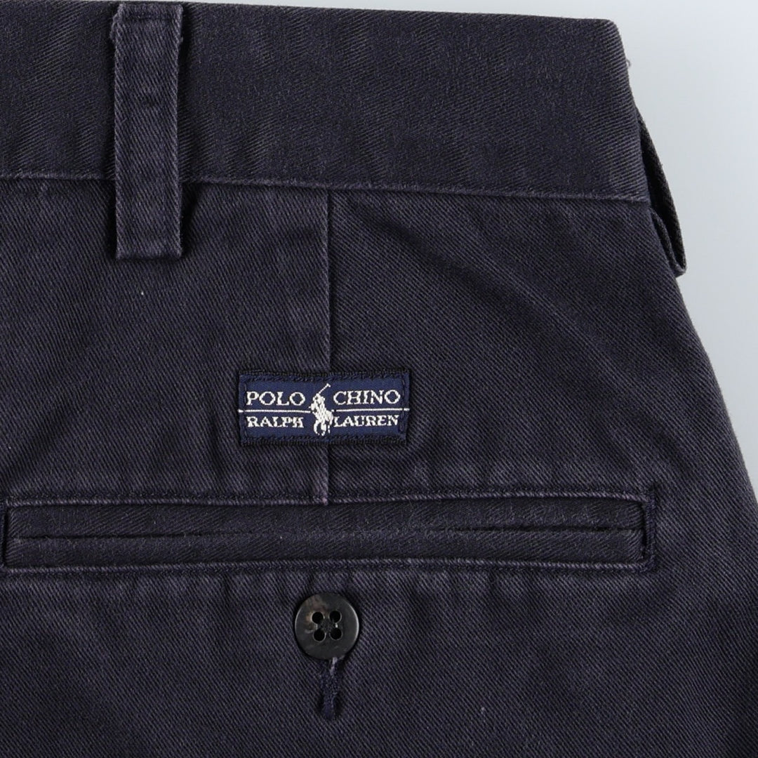Ralph Lauren POLO by Ralph Lauren ANDREW PANT Two-pleat chino pants for men, equivalent to W34 cotton navy blue type Vintage Second Hand