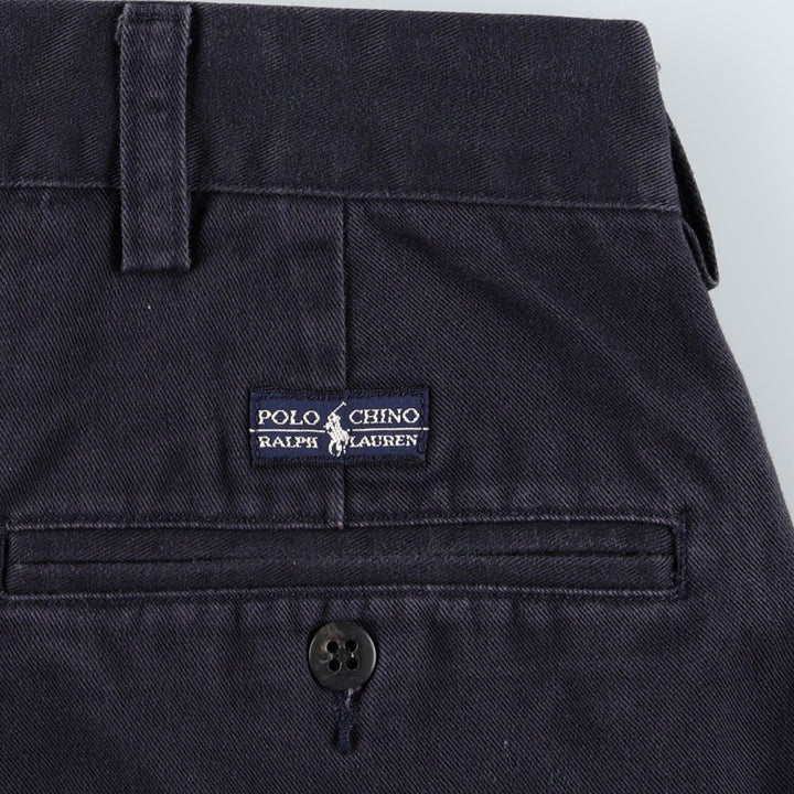 Ralph Lauren POLO by Ralph Lauren ANDREW PANT Two-pleat chino pants for men, equivalent to W34 cotton navy blue type Vintage Second Hand