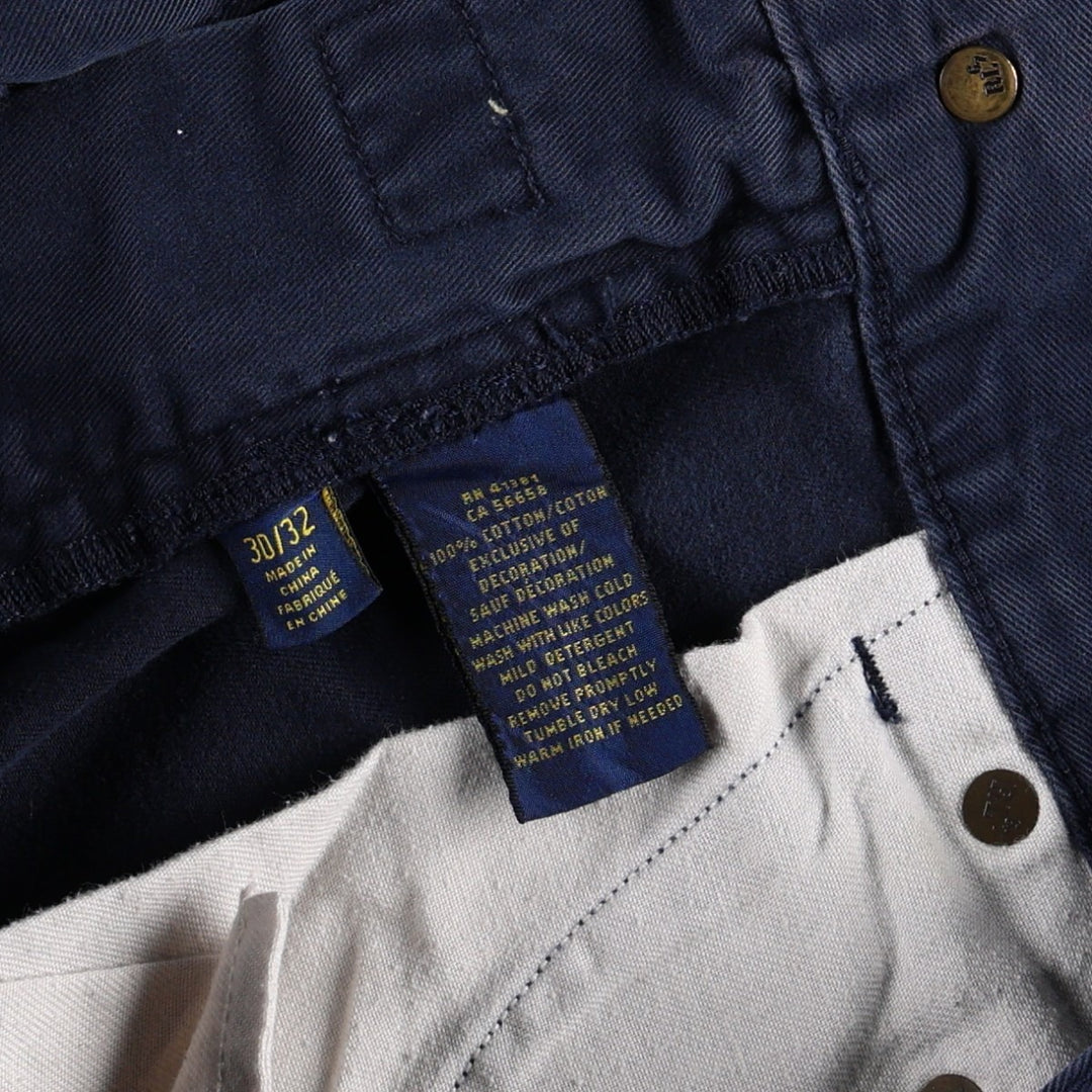Ralph Lauren POLO RALPH LAUREN Chino Pants Men's W31 equivalent cotton navy blue type Vintage Second Hand