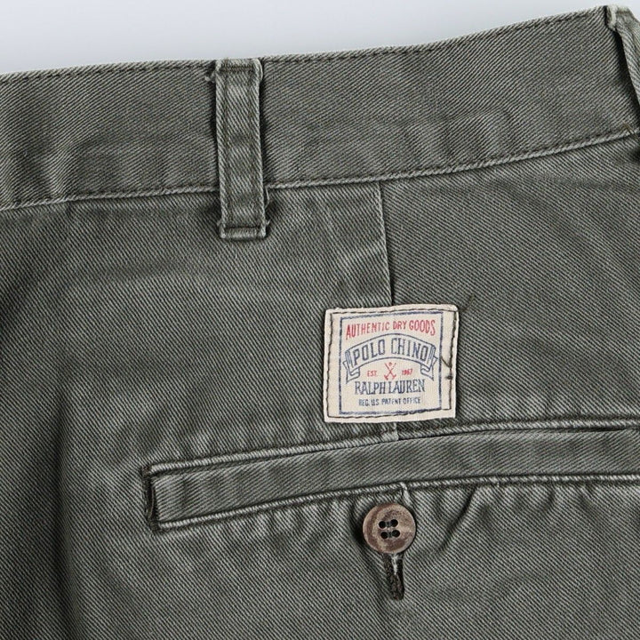 Ralph Lauren POLO by Ralph Lauren Two-Pleat Chino Pants, Men's Size W34 (approx.) cotton Khaki type Vintage Second Hand