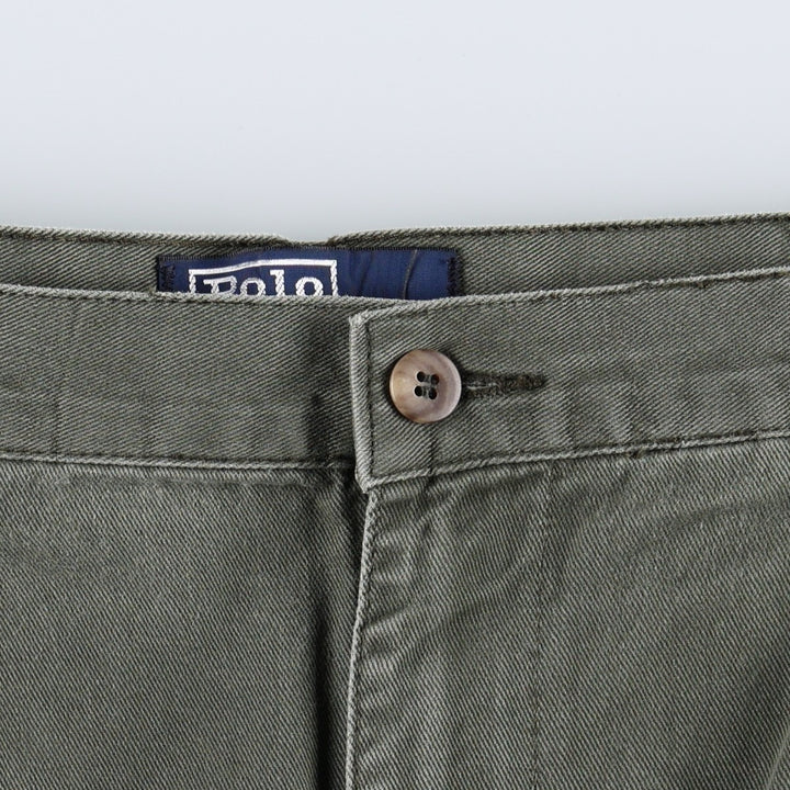 Ralph Lauren POLO by Ralph Lauren Two-Pleat Chino Pants, Men's Size W34 (approx.) cotton Khaki type Vintage Second Hand