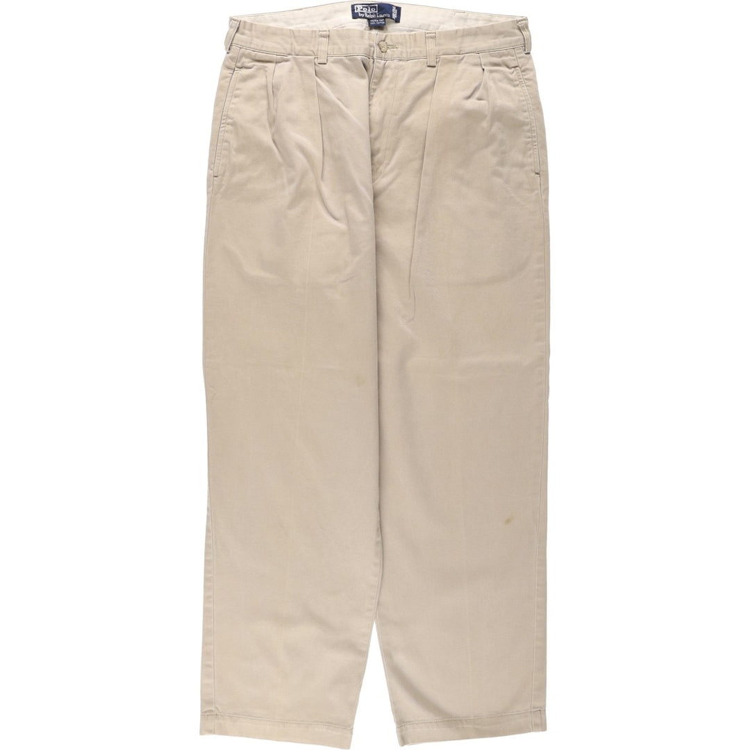 Ralph Lauren POLO by Ralph Lauren ANDREW PANT Two-pleat chino pants for men, equivalent to W33 cotton Beige type Vintage Second Hand