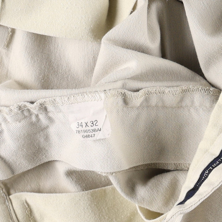 Ralph Lauren Polo Hammond Pant, two-pleat chino pants, men's size W34. cotton Beige type Vintage Second Hand
