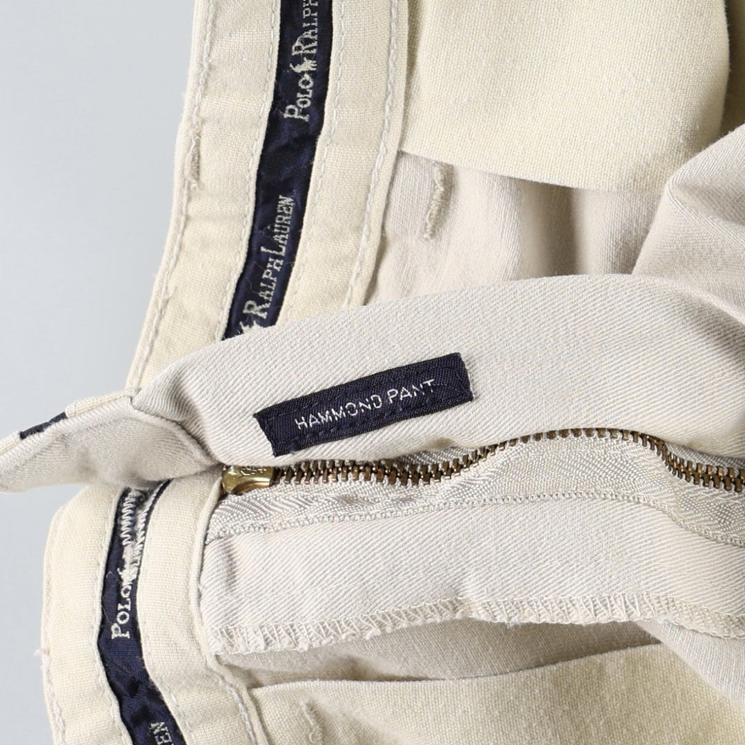 Ralph Lauren Polo Hammond Pant, two-pleat chino pants, men's size W34. cotton Beige type Vintage Second Hand
