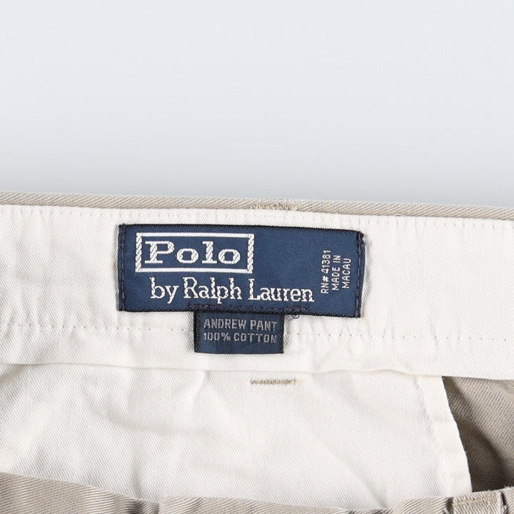 Ralph Lauren POLO by Ralph Lauren ANDREW PANT Two-pleat chino pants for men, equivalent to w36 cotton Beige type Vintage Second Hand