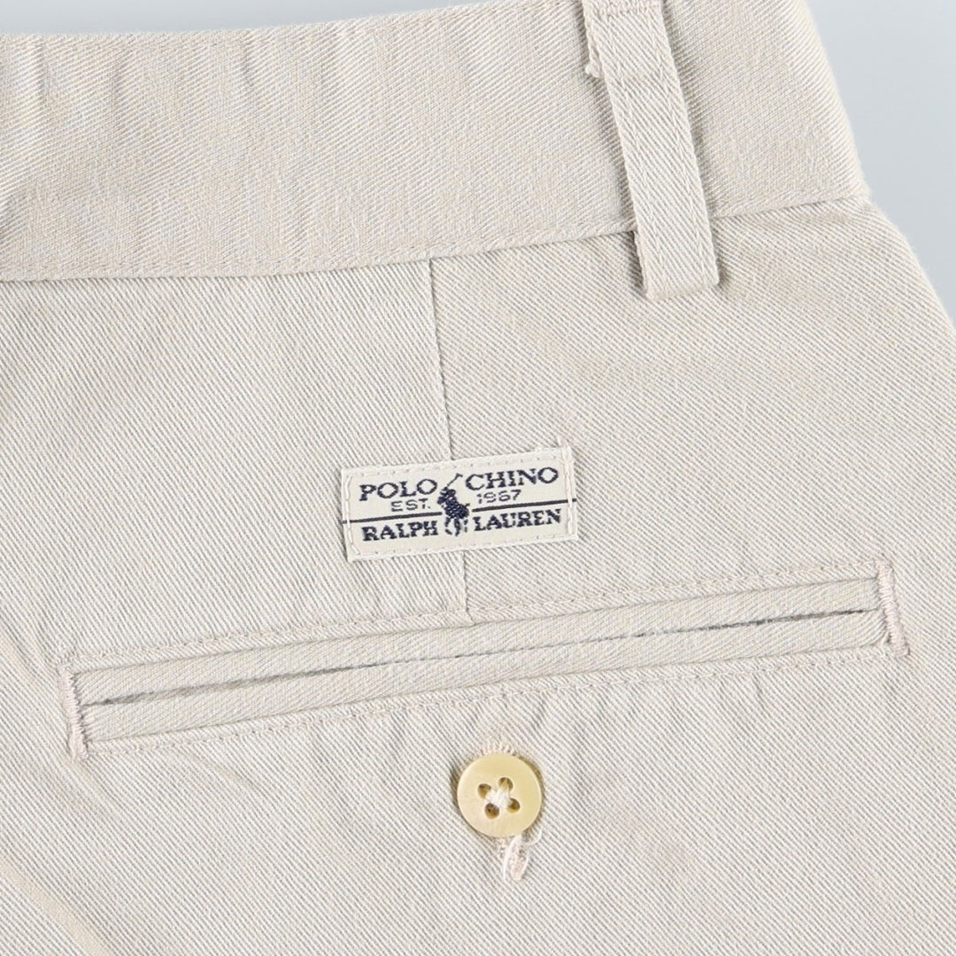 1990'S Ralph Lauren Polo Ralph Lauren Hammond Pants, two-pleat chino pants, made in the USA, men's size W32 (approx.) cotton Beige type Vintage Second Hand