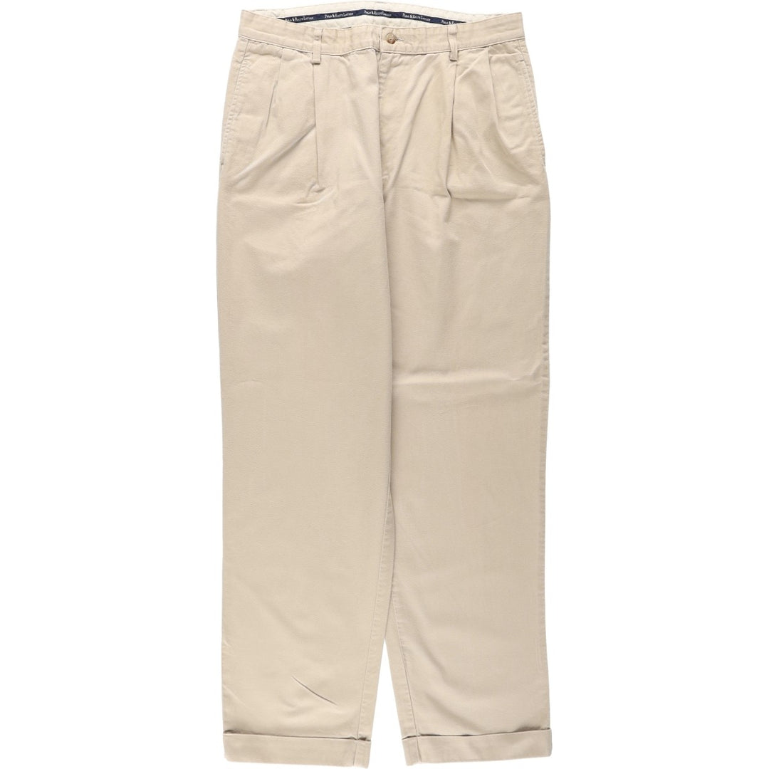 1990'S Ralph Lauren Polo Ralph Lauren HAMMOND PANT Two-Pleat Chino Pants Made in USA Men's W34 (approx.) cotton Beige type Vintage Second Hand