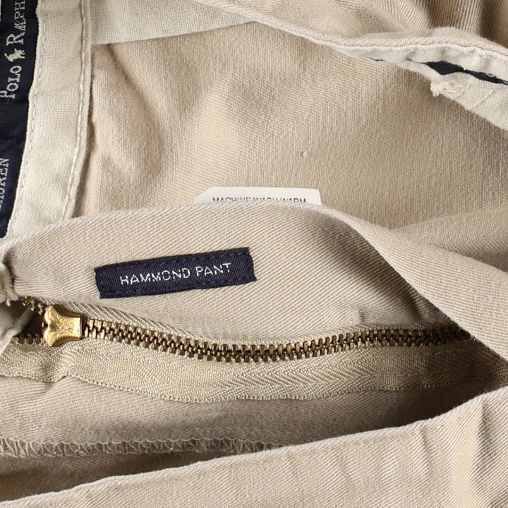 1990'S Ralph Lauren Polo Ralph Lauren HAMMOND PANT Two-Pleat Chino Pants Made in USA Men's W34 (approx.) cotton Beige type Vintage Second Hand