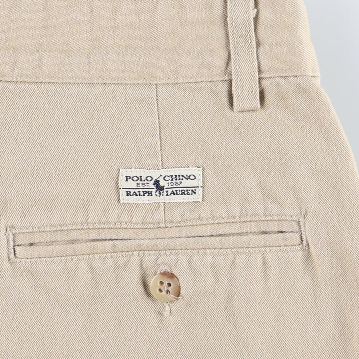 1990'S Ralph Lauren Polo Ralph Lauren HAMMOND PANT Two-Pleat Chino Pants Made in USA Men's W34 (approx.) cotton Beige type Vintage Second Hand