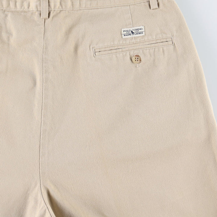 1990'S Ralph Lauren Polo Ralph Lauren HAMMOND PANT Two-Pleat Chino Pants Made in USA Men's W34 (approx.) cotton Beige type Vintage Second Hand