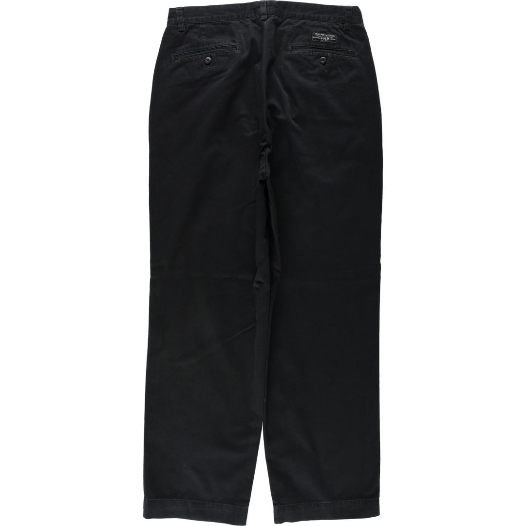 Ralph Lauren POLO by Ralph Lauren ANDREW PANT, two-pleat chino pants, men's, W32 equivalent cotton black type Vintage Second Hand