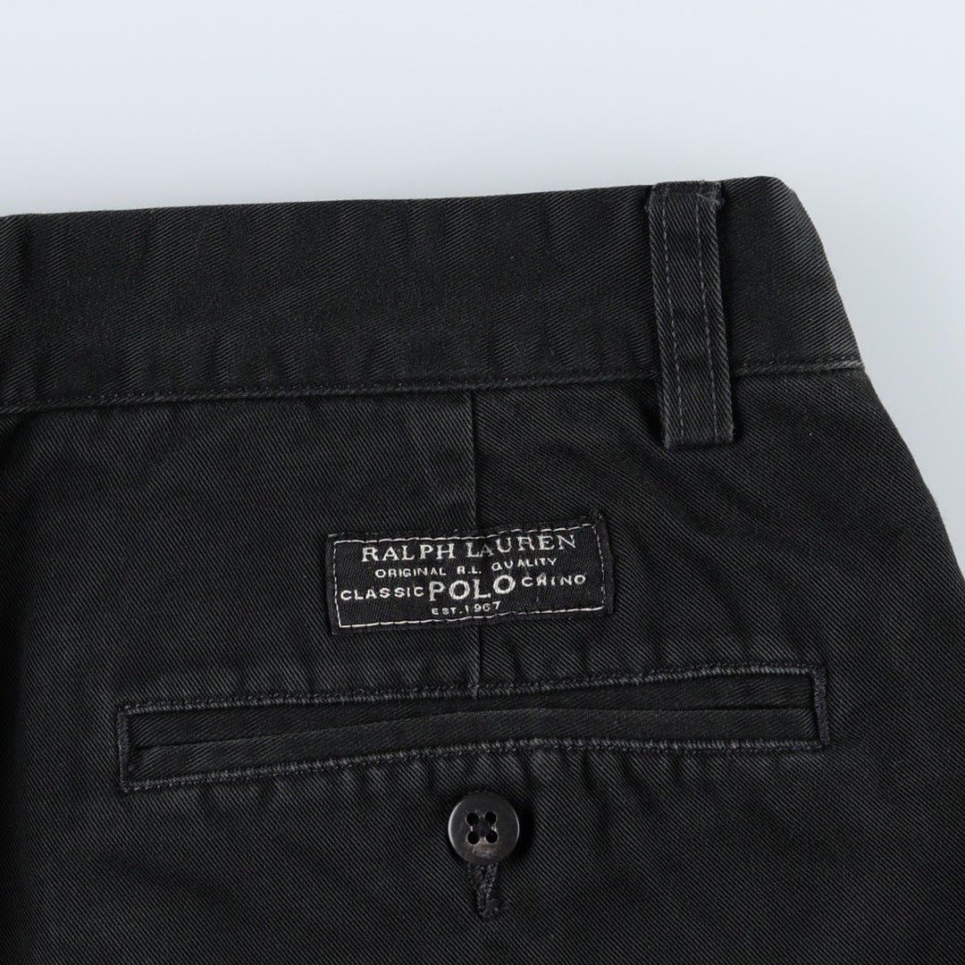 Ralph Lauren POLO by Ralph Lauren ANDREW PANT, two-pleat chino pants, men's, W32 equivalent cotton black type Vintage Second Hand