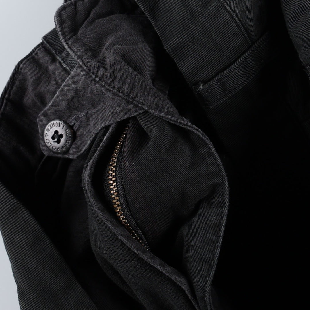 Ralph Lauren POLO by Ralph Lauren ANDREW PANT, two-pleat chino pants, men's, W32 equivalent cotton black type Vintage Second Hand