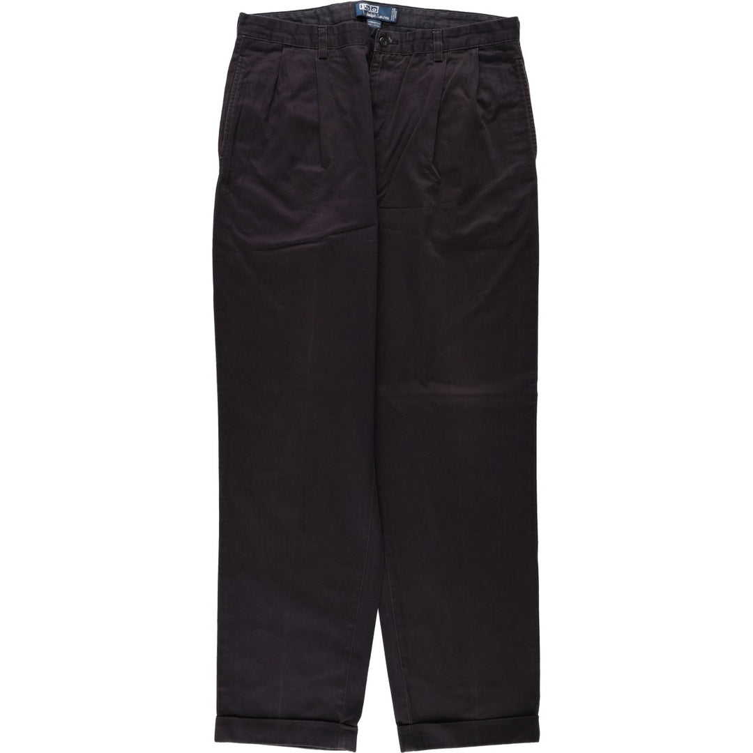 Ralph Lauren POLO by Ralph Lauren HAMMOND PANT, two-pleat chino pants, men's w36 equivalent cotton black type Vintage Second Hand