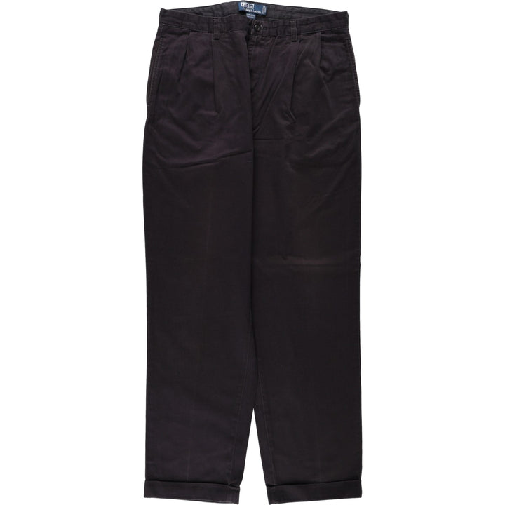 Ralph Lauren POLO by Ralph Lauren HAMMOND PANT, two-pleat chino pants, men's w36 equivalent cotton black type Vintage Second Hand