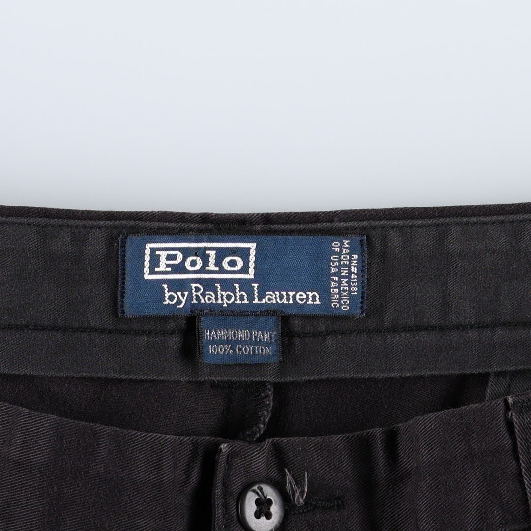 Ralph Lauren POLO by Ralph Lauren HAMMOND PANT, two-pleat chino pants, men's w36 equivalent cotton black type Vintage Second Hand