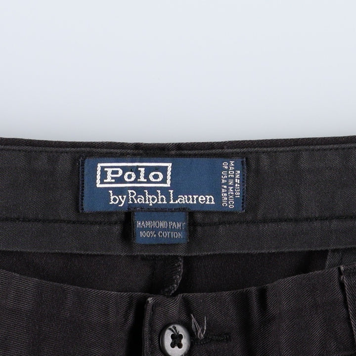 Ralph Lauren POLO by Ralph Lauren HAMMOND PANT, two-pleat chino pants, men's w36 equivalent cotton black type Vintage Second Hand