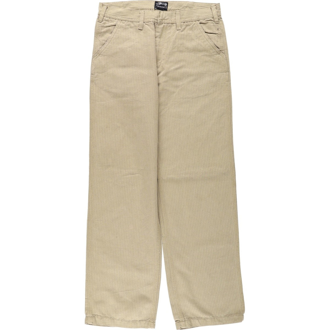 Stussy Authentic Herringbone Chino Pants, Men's Size W30 (approx.) cotton Beige type Vintage Second Hand