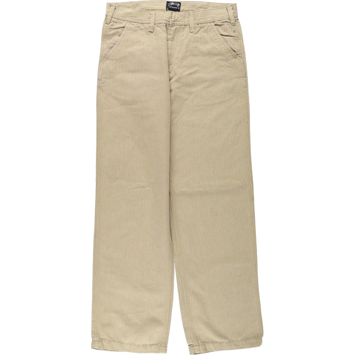 Stussy Authentic Herringbone Chino Pants, Men's Size W30 (approx.) cotton Beige type Vintage Second Hand
