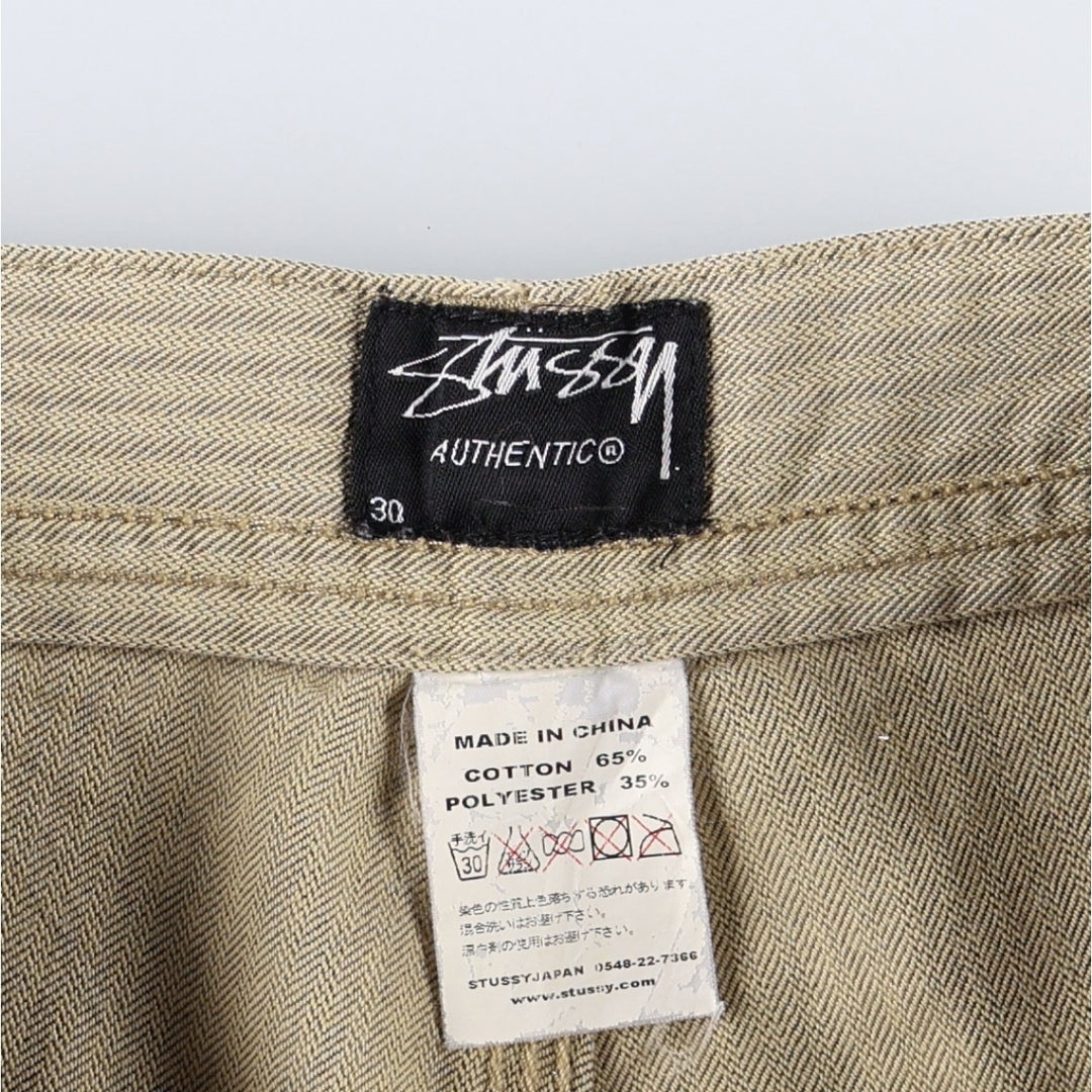 Stussy Authentic Herringbone Chino Pants, Men's Size W30 (approx.) cotton Beige type Vintage Second Hand