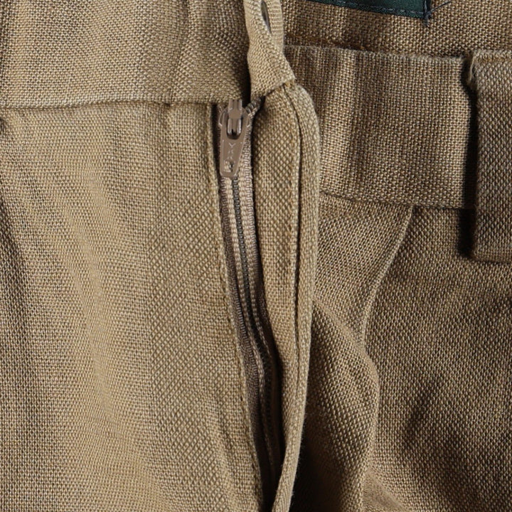Dockers Premium Three-Pleat Linen Trousers, Men's Size W35 (approx.) linen Khaki type brown Vintage Second Hand