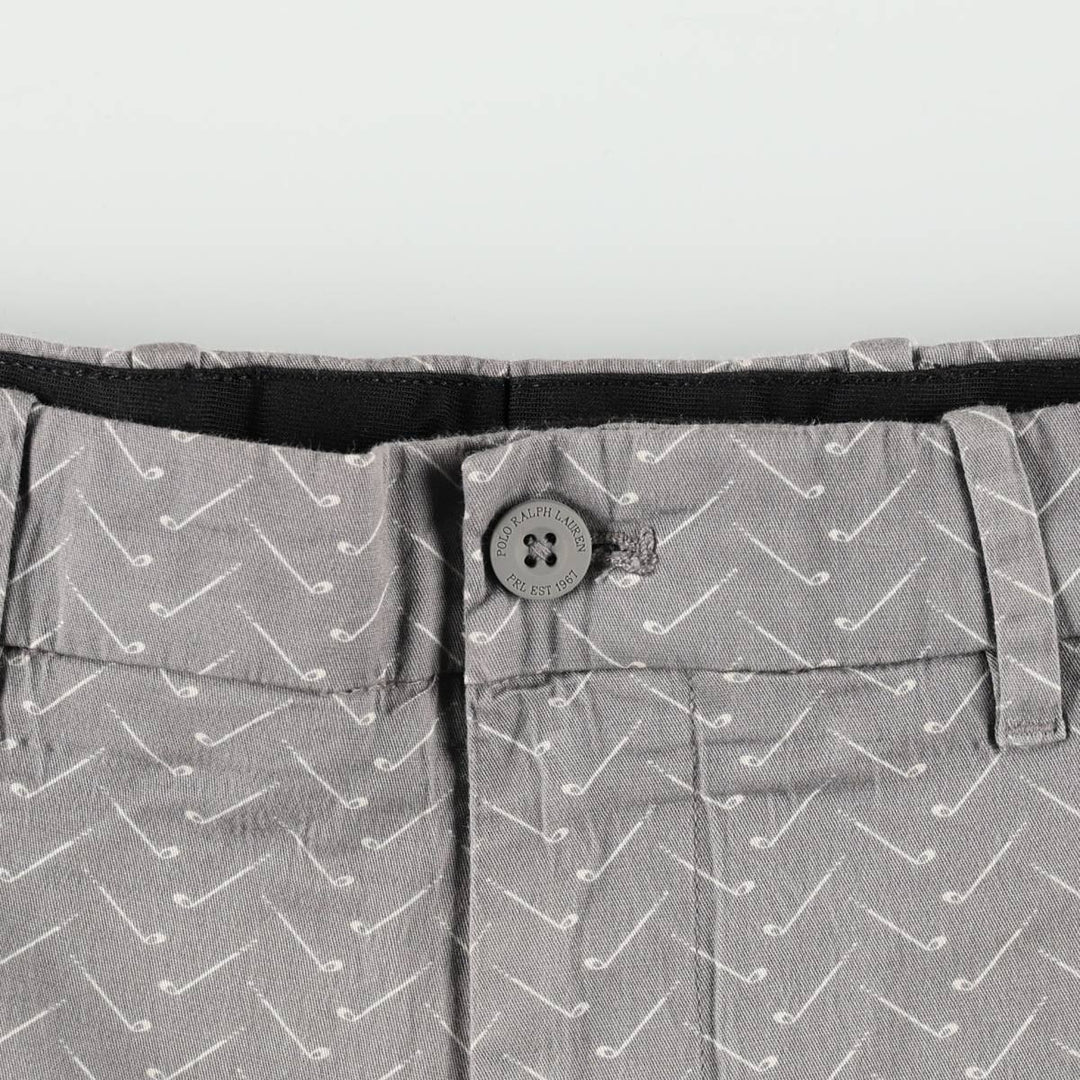 Ralph Lauren POLO RALPH LAUREN PERFORMANCE GOLF TAILORED FIT all-over print slacks pants, men's size W37 (approx.) unclear gray type Vintage Second Hand