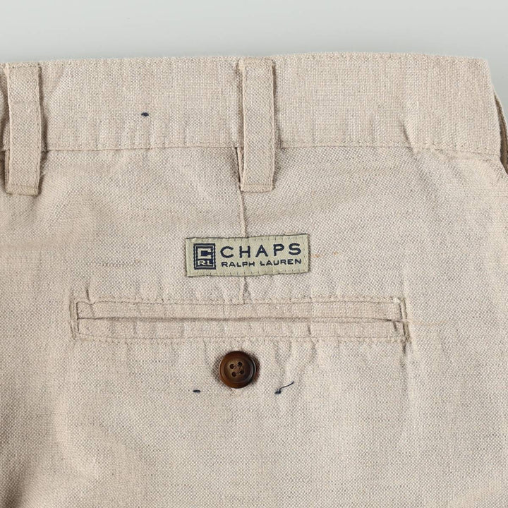 Ralph Lauren CHAPS Two-Pleat Cotton x Linen Pants, Men's Size W37 (approx.) linen unbleached Vintage Second Hand