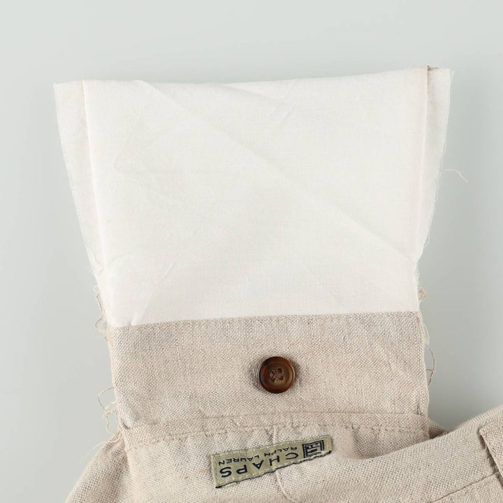 Ralph Lauren CHAPS Two-Pleat Cotton x Linen Pants, Men's Size W37 (approx.) linen unbleached Vintage Second Hand