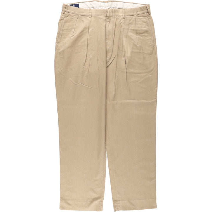 Ralph Lauren POLO by Ralph Lauren two-pleat slacks, men's size W37 (approx.) cotton Beige type Vintage Second Hand