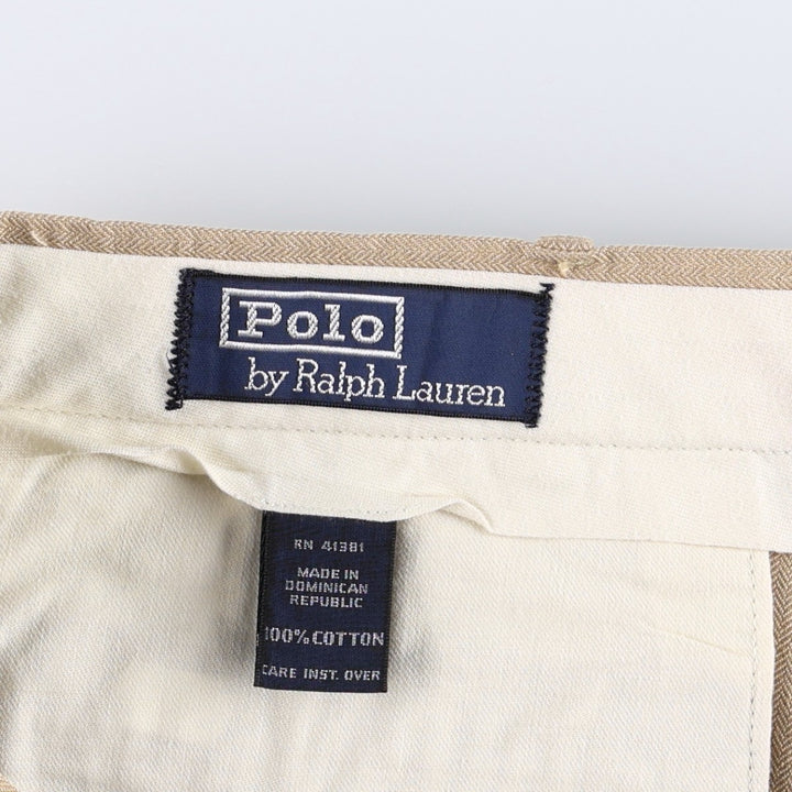 Ralph Lauren POLO by Ralph Lauren two-pleat slacks, men's size W37 (approx.) cotton Beige type Vintage Second Hand